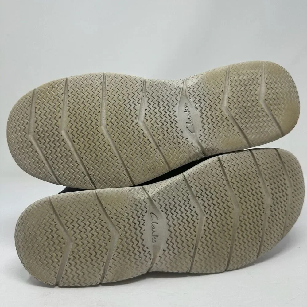 Clarks Shoes Mens 11 Navy Blue Canvas Lace Up Sneakers Soft Cushion Ortholite‎